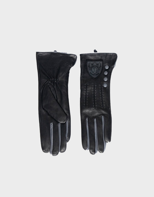 Women Leather Gloves | Grey/Black